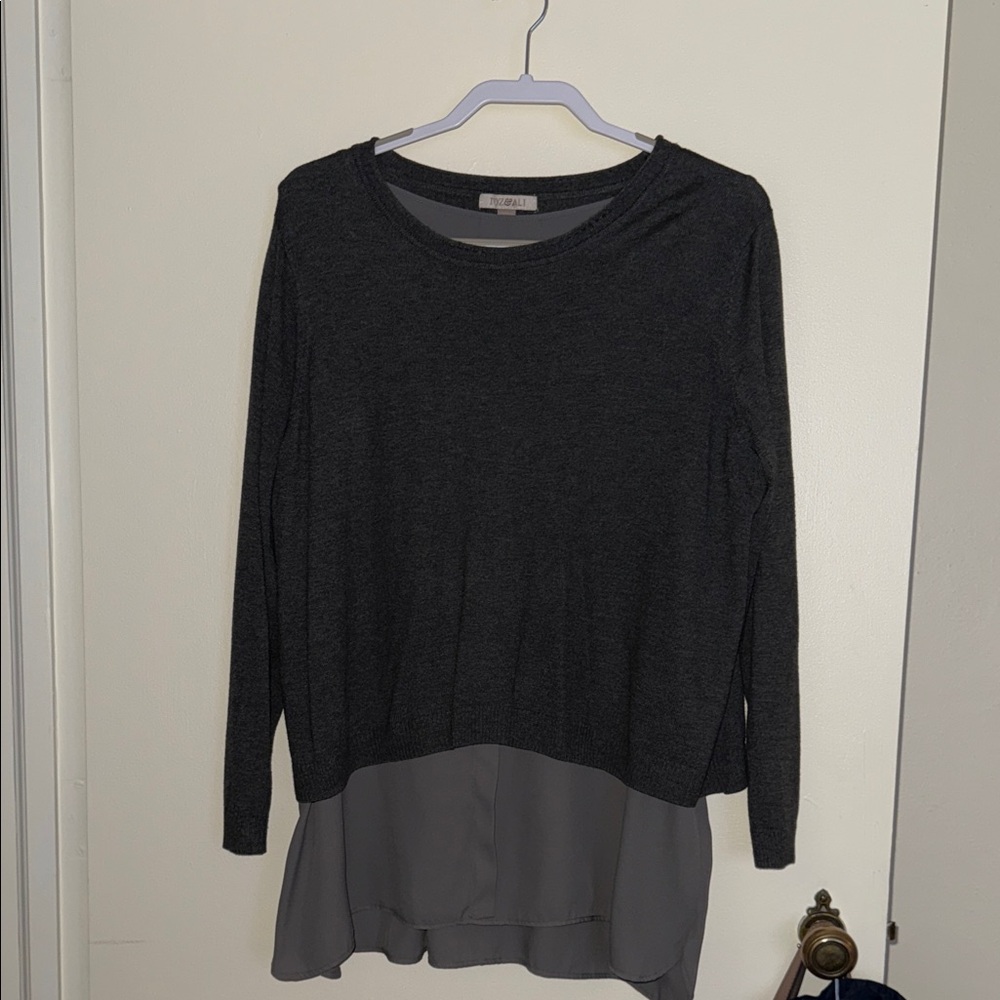 Cato Charcoal and Gray Long Sleeve Top